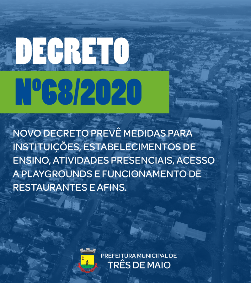 Novo decreto estabelece normas aplicáveis para retorno de determinadas atividades em Três de Maio.